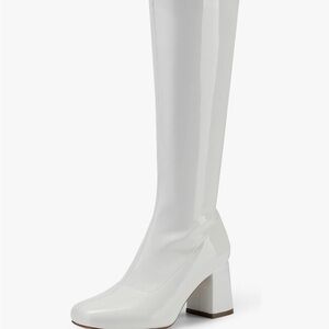 Dream Pairs Women's Glossy White Over the Knee Boots